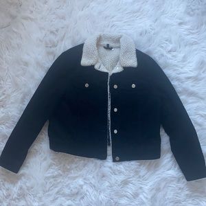 Black Sherpa Lined Corduroy Jacket